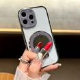 thumbnail image 3 of {Mirror Kickstand } Bling Case for iPhone 16 Pro , Bling Kickstand Holder , With Bling Sparkly Makeup Mirror Back Shockproof Anti-fall Rugged Phone Cover Case for iPhone 16 Pro,Black, 3 of 7
