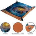 thumbnail image 3 of Women Girls Leather Square Dish Trinket Plate Jewelry Tray for Mothers Day Birthday Gift, Bees in Galaxy, 3 of 6