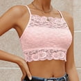thumbnail image 4 of VNKIDY Womens High Neck Thin Spaghetti Strap Allover Floral Scalloped Lace Built In Pads Slim Fit Casual Bralette Camisole For Ladies Daily Shopping Underlayer Daily Wear M, 4 of 6