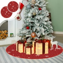 Christmas Tree Skirt Red Classic Snowflakes Christmas Tree Mat Christmas Tree Bottom Decoration For Holiday Party Home Indoor Outdoor Christmas Decorations 35 Inch