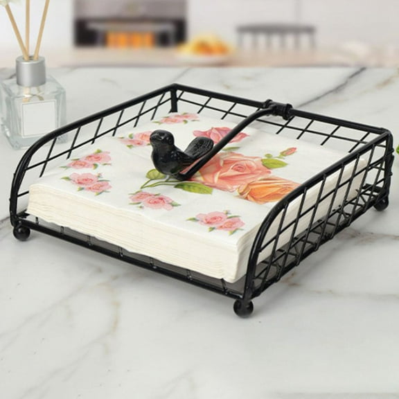 Elegant Flat Paper Napkin Holder with Dispenser Arm - Napkin Holders for Table, Kitchen, C2634