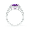 thumbnail image 2 of ANGARA Natural Oval 4.3 ct Amethyst Split Shank Ring with Halo in 14K White Gold for Women (Size-12x10mm) | February Birthstone, Birthday, Anniversary, Jewelry Gift for Women | Natural Amethyst Ring, 2 of 8