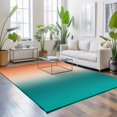 thumbnail image 3 of Area Rugs 3'x5', Teal Orange Ombre Carpet Runner Indoor Outdoor Rugs Home Decor Aesthetic, Contemporary Art Abstract Aesthetics Non Slip Mats Washable Accent Rug for Living Room Bedroom, 3 of 8