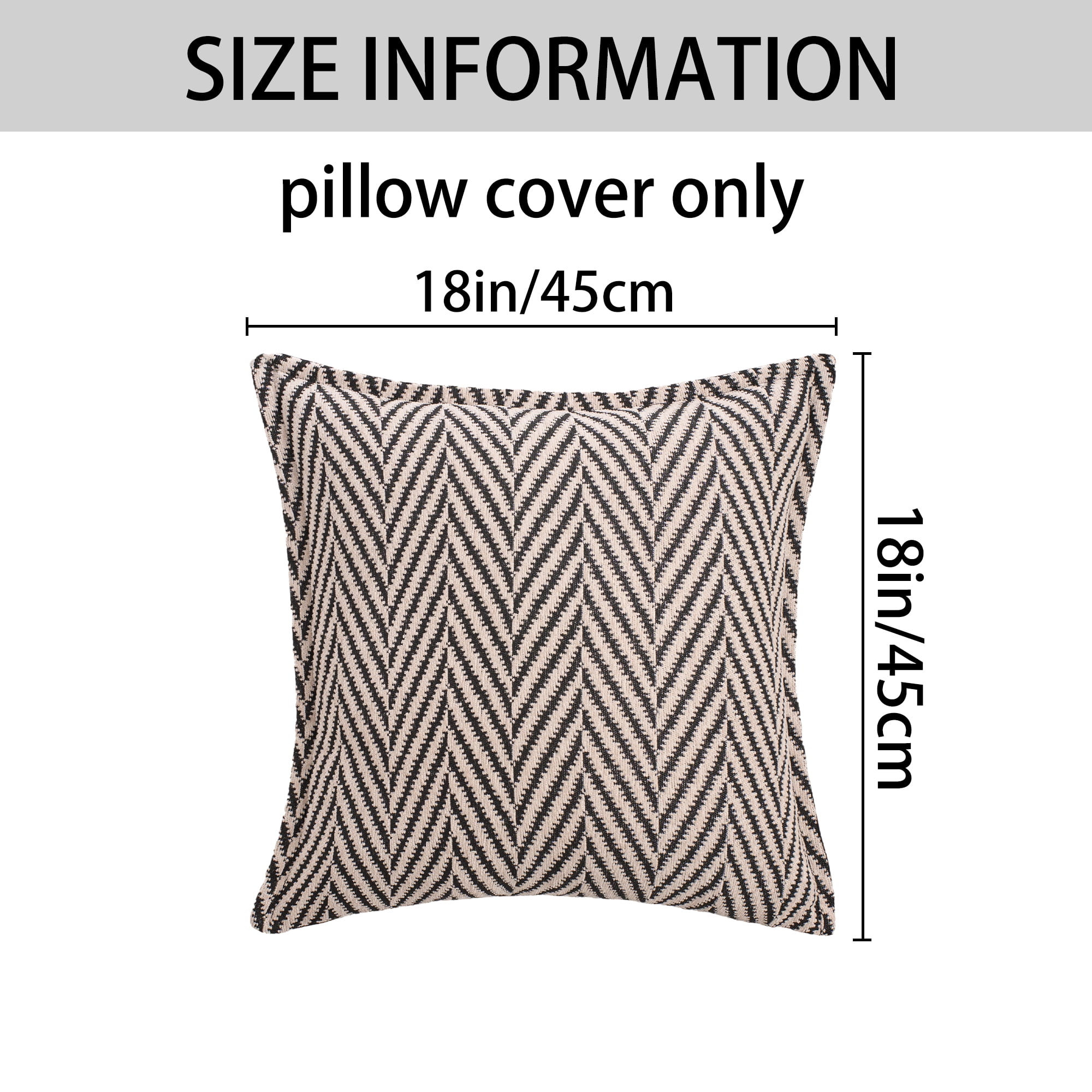 Unique Bargains Pack of 2 Chenille Soft Striped Modern Throw Pillow Covers Khaki Black