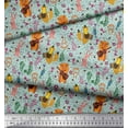 thumbnail image 2 of Soimoi Moss Georgette Fabric Floral,Musical Instruments & Animals Cartoon Printed Fabric 1 Yard 42 Inch Wide, 2 of 3