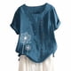 thumbnail image 2 of Camisa de mujer con botones, blusa informal de manga corta con cuello redondo, verde oscuro, M AweSitey AP001735-18, 2 of 7