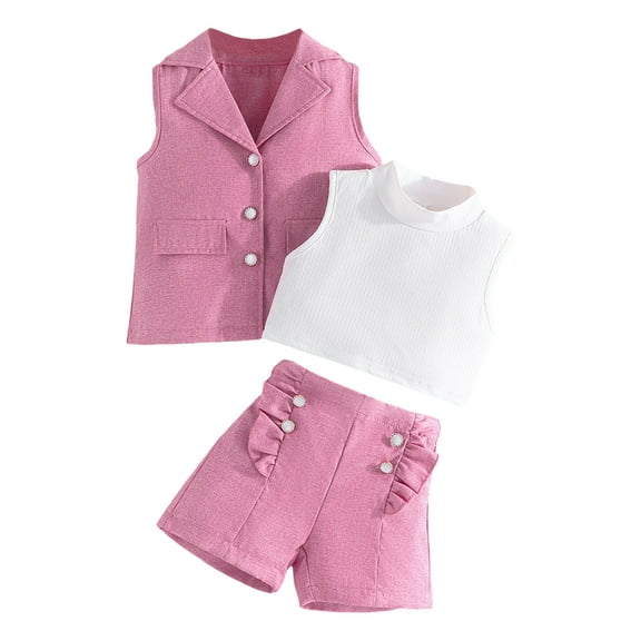 Futezty Girls Summer Outfits, 4th of July Baby Girl Outfits Baby Girls Pattern Sleeveless Top Shorts Summer Casual Outfit