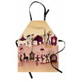 thumbnail image 1 of Circus Apron, Graphic Oriental Festival Crowd with Fantasy as Flying Carpet and Mermaid, Unisex Kitchen Bib with Adjustable Neck for Cooking Gardening, Adult Size, Multicolor, by Ambesonne, 1 of 4