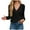 Black, variant on ATOYSOY Casual Cotton Linen Loose Shirts for Women Outwear Fall Solid Color Tops Trendy Deep V Neck Pullovers Long Sleeve Tees Black L