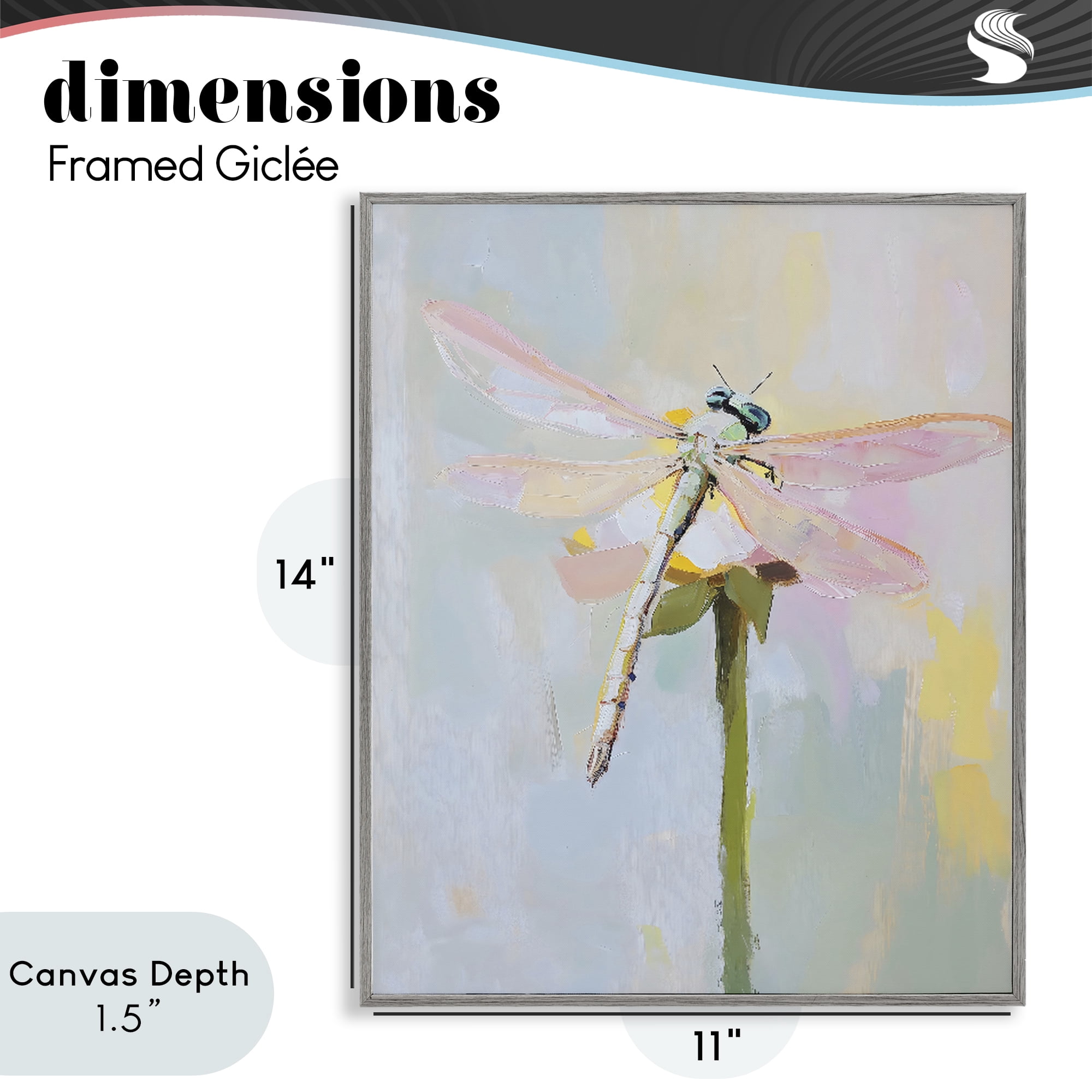 Stupell Industries Pastel Dragonfly Landing Gray Framed Giclee Art, design by The Prints Vibe