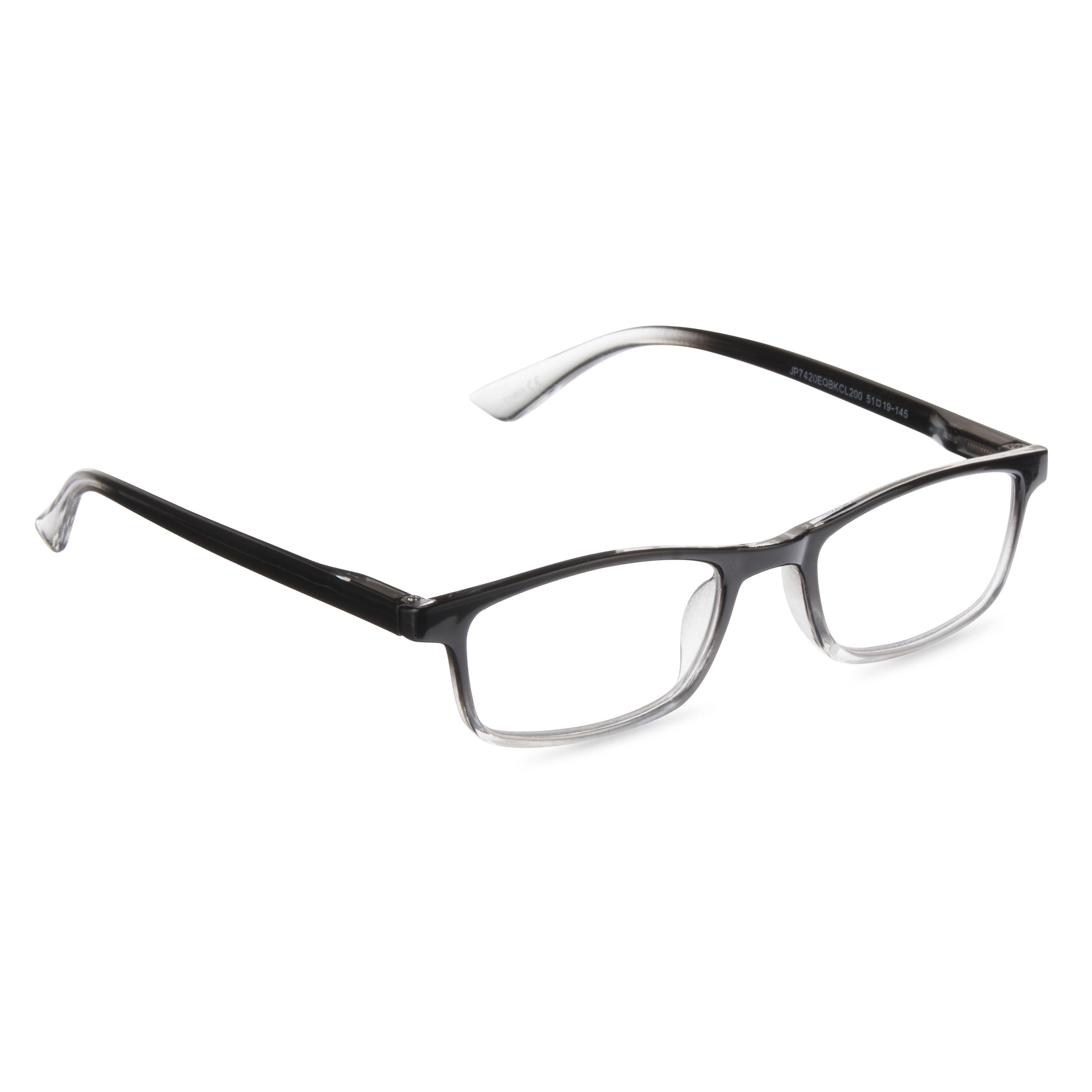 (2 pack) Equate Unisex Full Rim Reading Glasses, Plastic Lens, Black/Clear, with Case, +3.25 Magnification
