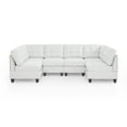thumbnail image 2 of U Shaped Modular Sectional Sofa, DIY Combination Couch, Includes Four Single Chair and Two Corner, Modern Large Sectional Sofa Corner Couch for Living Room, Office, Lobby, Ivory Chenille, 2 of 7