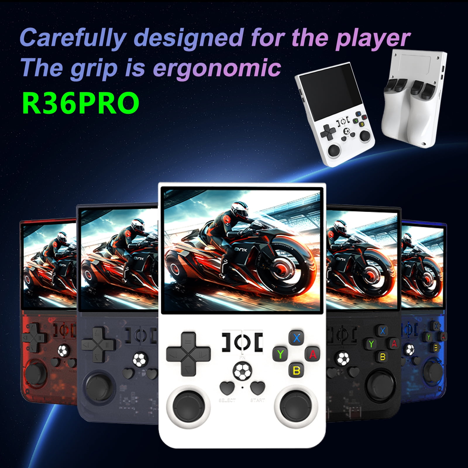 R36PRO 64G Black Open Source Handheld Game Console, 3.5-inch Screen, with Accessories
