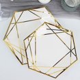 thumbnail image 3 of BalsaCircle 25 White 7" Hexagon Disposable Salad Paper Plates Gold Trim Wedding Party, 3 of 8