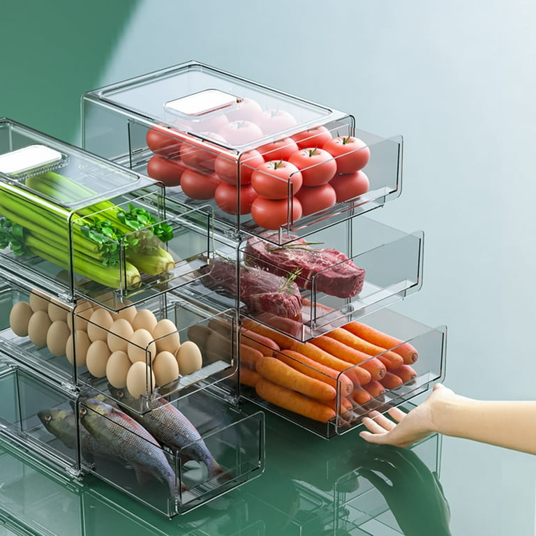 1pc Double-layer Transparent Refrigerator Vegetable & Fruit Water Draining  & Sealing Storage Box