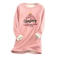 thumbnail image 1 of LSLJS Hauts Thermiques pour Femmes, Hauts à Manches Longues Chauds en Peluche Épaissie à Col Rond avec Imprimé de Noël pour Femmes, 1 of 2