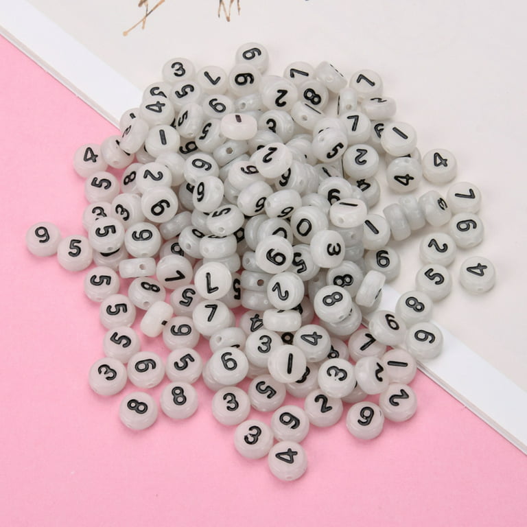 Cheap 40pcs 10mm DIY Beaded Material Acrylic English Letters Luminous Flat  Beads Square Loose Beads Glow In Dark