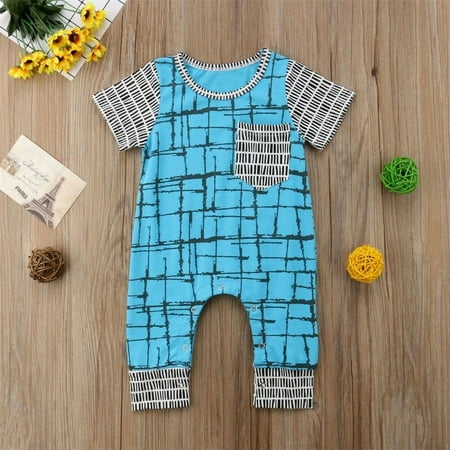 

Newborn Baby Boy Romper 0-24M Infant Toddler Kid Short Sleeve Pocket Romper Sunsuit Jumpsuit Clothes Summer Outfit