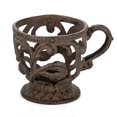 thumbnail image 4 of GG Collection Tazas de cerámica color crema con hoja de acanto y base de metal marrón y asa (juego de 4), 4 of 5