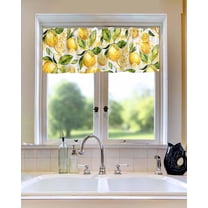 Watercolor Yellow Lemon Slices Window Valances for Kitchen,Rod Pocket Valance Privacy Small Curtain,Summer Pastoral Fruits Window Treatment Drapes for Bedroom Laundry Room Farmhouse Home Decor