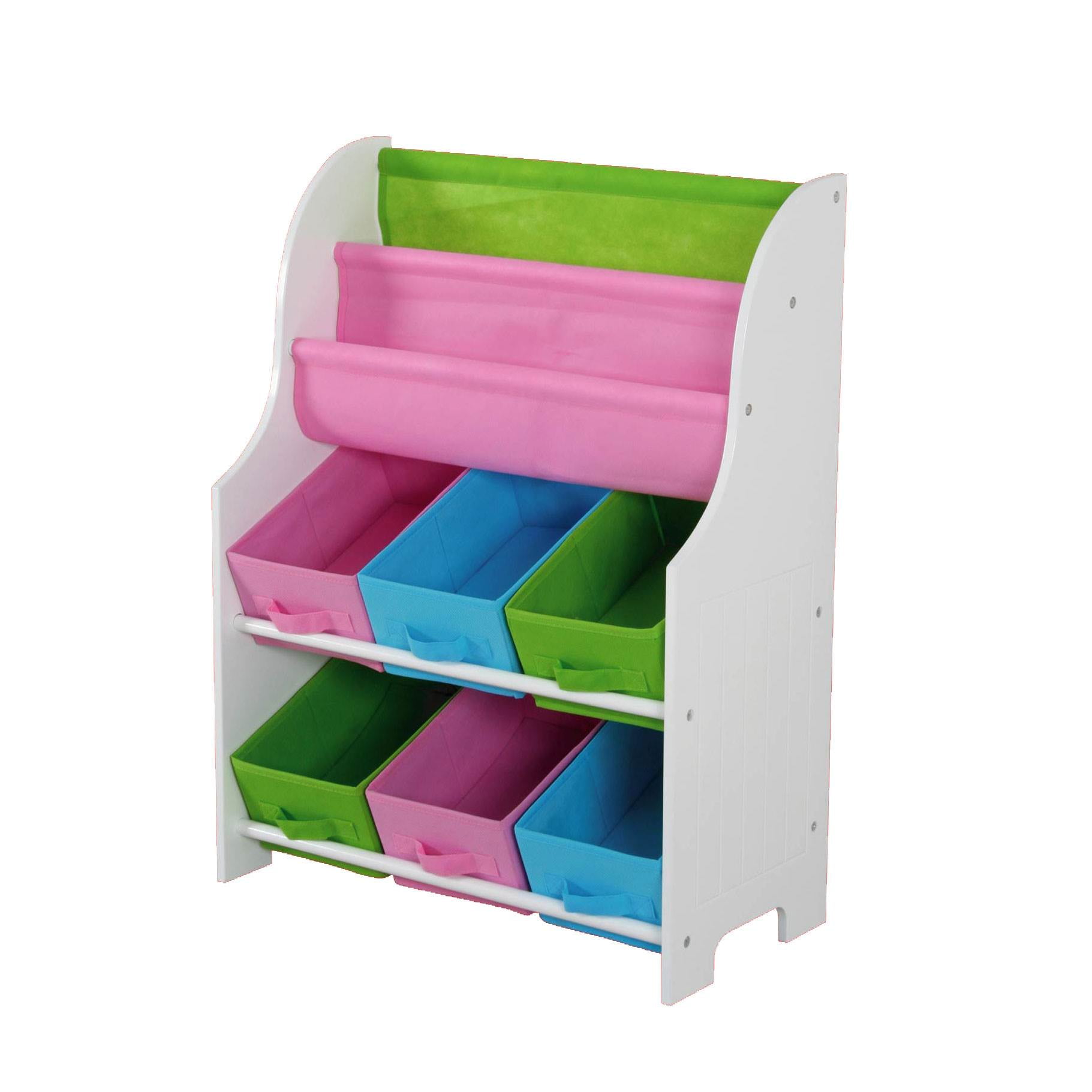 Home Basics Kids Colorful Storage Shelf Organizer w/ 2 Book Holders and