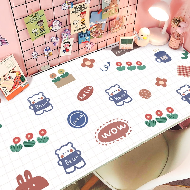 Desk Pad, Cute Cartoon Table Cover Desk Mat Water Repellent Protector ...