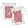 thumbnail image 1 of Cartoon Fabric Pouch Set of 2, Continuous Pattern of Crowns Dots and Hearts Designed in Pastel Tones, Drawstring Bag for Toiletries Masks and Favors, 9" x 6", Champagne Pastel Pink, by Ambesonne, 1 of 2