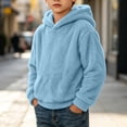 thumbnail image 5 of Atogsazn Kids Boys Fuzzy Hoodies Childrens Casual Fleece Long Sleeve Hooded Sweatshirt Plush Winter Tops Clothes Sky Blue 7-8 Years Fashion, 5 of 8