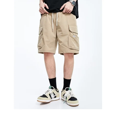 thumbnail image 3 of Pantalones cargo de estilo americano para hombre, de verano, negros opacos, con múltiples bolsillos, holgados, de pierna recta, informales, estilo deportivo, 3 of 5