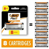 BIC Flex 5 Refillable 5 Blade Razor Cartridges for Men, 8 Cartridges for Manual Shaving Razors