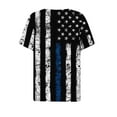 thumbnail image 3 of Elvqul Womens Black Shirts Patriotic Tops Independence V-Neck Elastic Pullover Star American Flag T Shirts for Juniors Fourth of July, 3 of 5