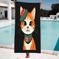 thumbnail image 4 of Stylish Cat Design Beach Towel - Vibrant Orange & White Cat with Expressive Eyes Perfect for Pool Travel & Bath Use, 4 of 6
