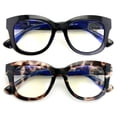 thumbnail image 3 of 2 Pairs Women Bold Round Reading Glasses - Blue Light Blocking Readers +3.00, 3 of 5
