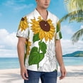 thumbnail image 3 of Sikiie Plump Sunflower And Sketch Print Men's Hawaiian Shirt, Summer Beach Button Pocket Short Sleeve T-Shirt,XX-Large, 3 of 7