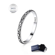 Suplight 925 Sterling Silver Celtic Knot Band Ring, 2MM Thin Vintage Finger Thumb Ring for Women