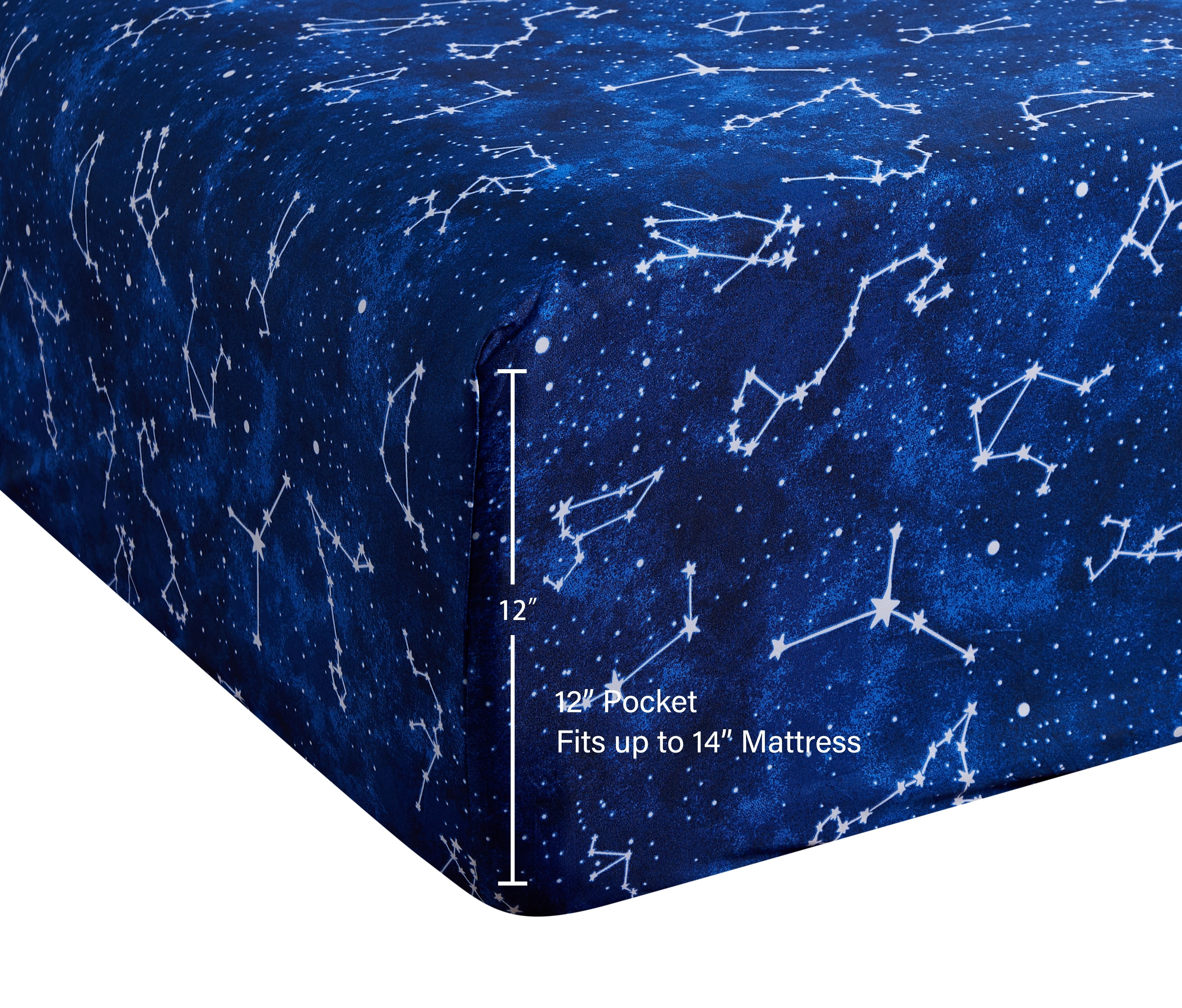 Your Zone Kids Soft Microfiber Sheet Set, Navy Blue Stars, Full, 4 Pieces, Easy Care