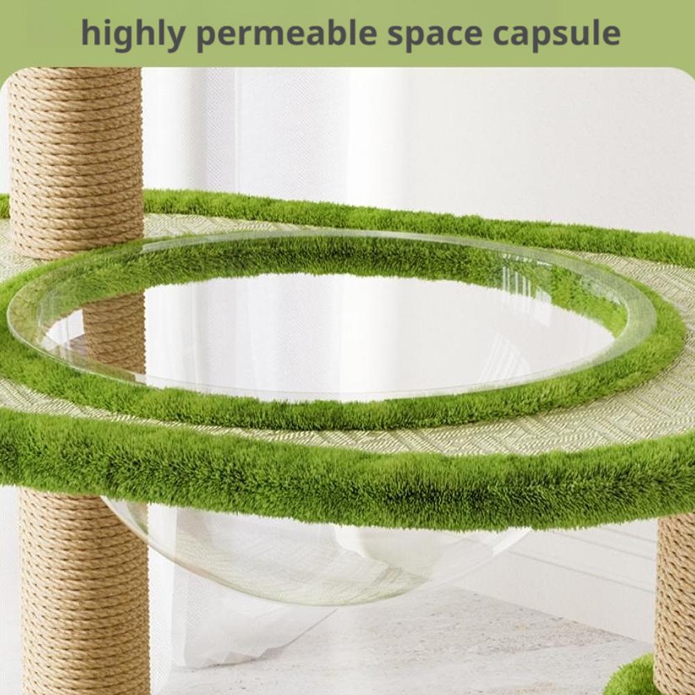 46in Cat Tree Tower, 3 Level Green Style Cat Tree, with Stairs, Cat Sleep Bowl, Small Cat Ball Rolling Toy, and Scratching Post, Multifunction Cat Tree