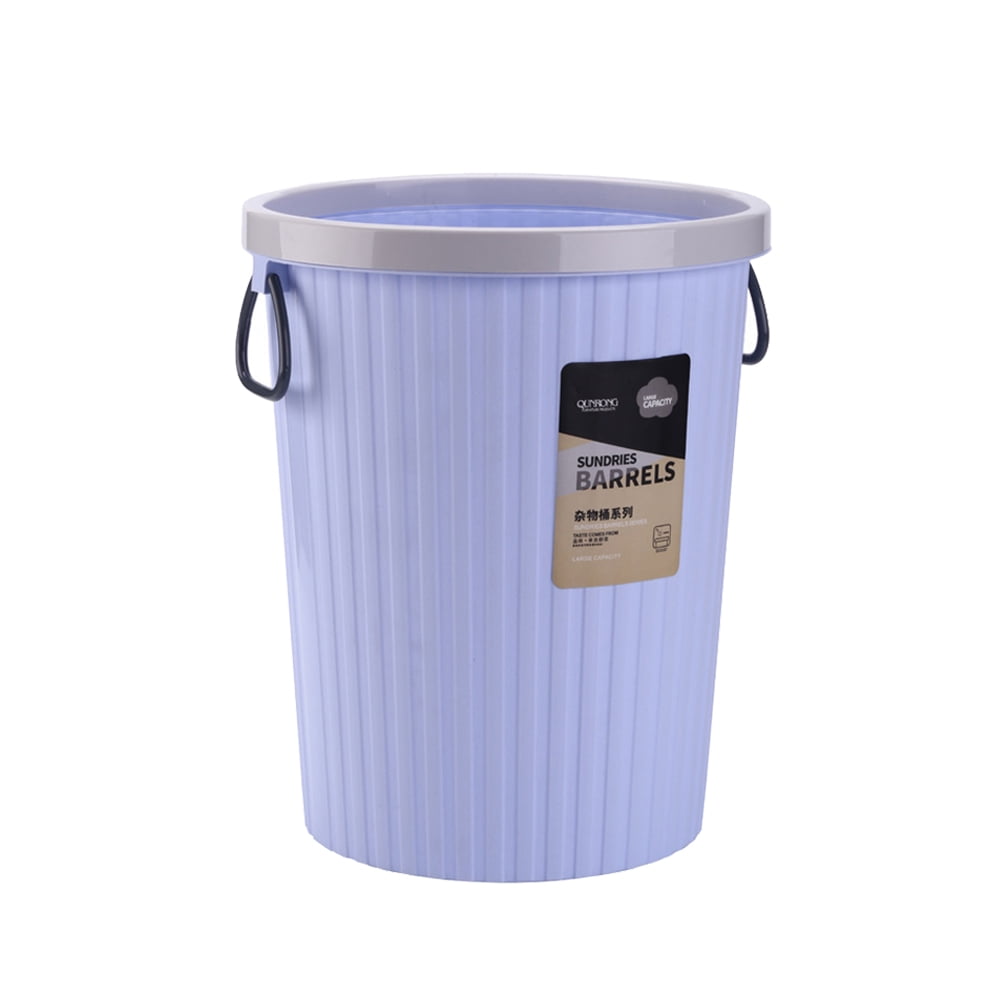 1pc Round Shape Garbage Can Plastic Trash Wastebin with Pressing Circle Waste Bag Organizer - Size S (Purple)