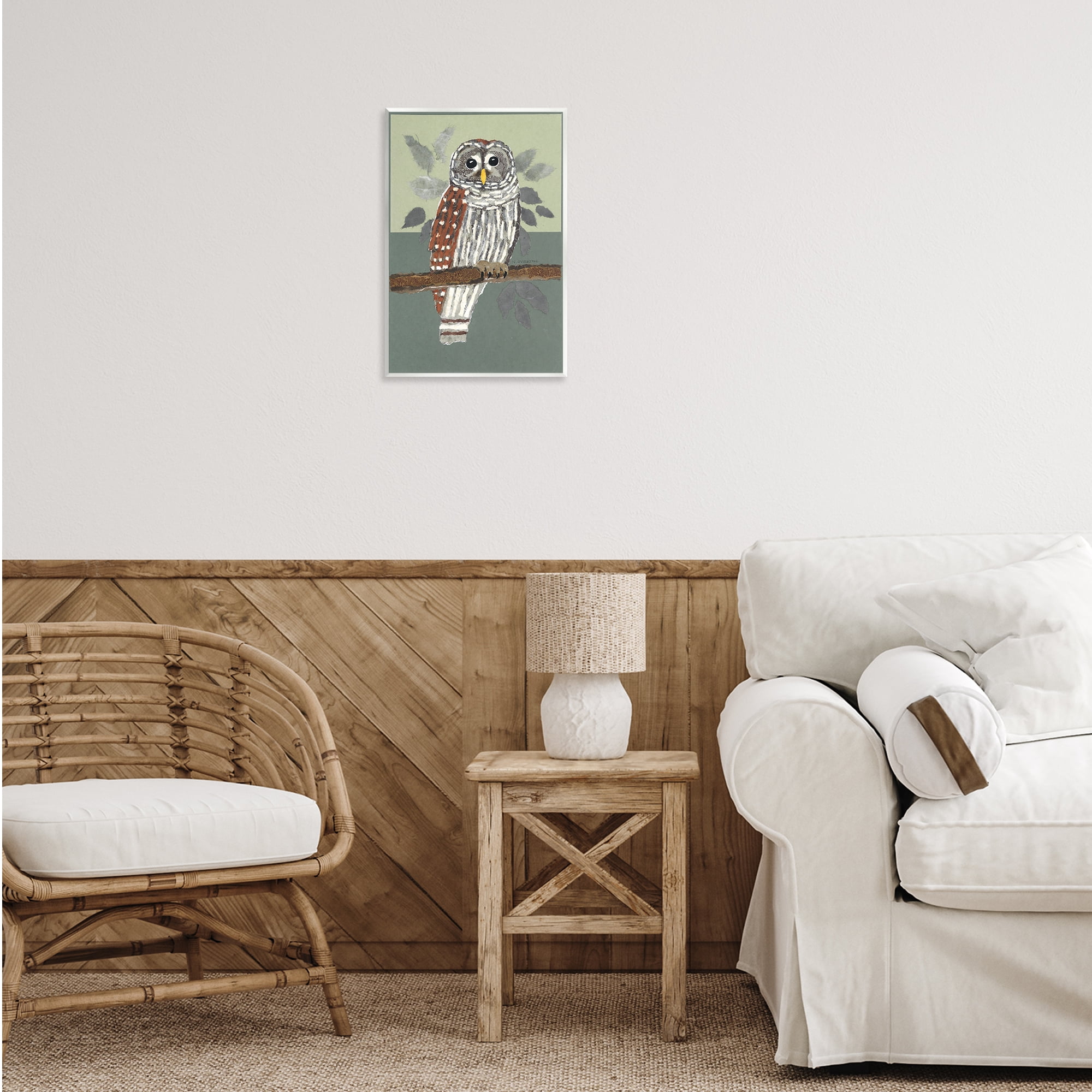 Stupell Industries Owl Perched Tree Branch Animals & Insects Painting Unframed Art Print Wall Art, 13 x 19