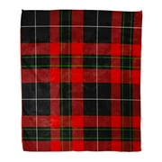 SIDONKU Throw Blanket 58x80 Inches Plaid Red Tartan Design in Green Black Suited for Christmas is Checks Scottish Warm Flannel Soft Blanket for Couch Sofa Bed