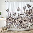 thumbnail image 3 of Pbobriich Gray Floral Flower Shower Curtains,Grey Butterfly Bath Curtain,Farmhouse Rustic Bathroom Curtain,60"x72", 3 of 7