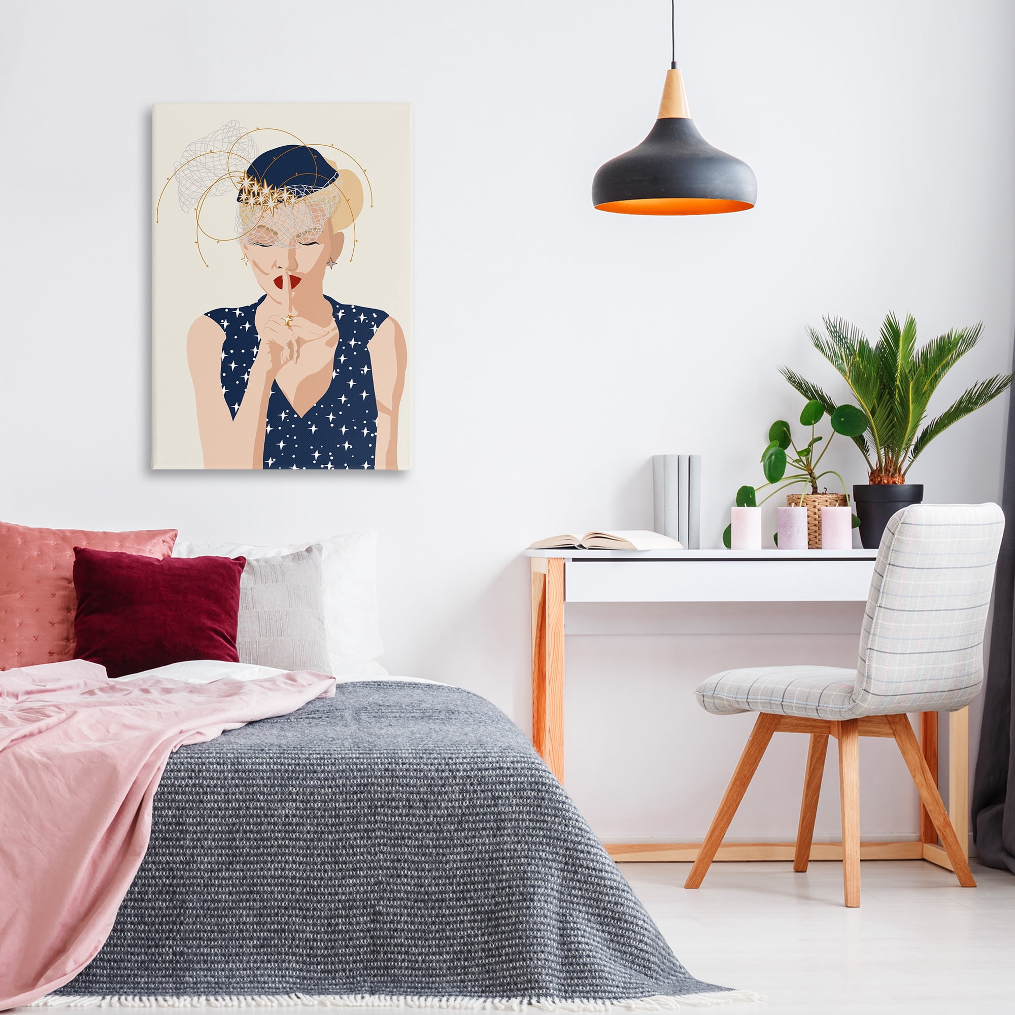 Stupell Industries Chic Fashionista Portrait Novelty Painting Gallery Wrapped Canvas Art Print Wall Art, 24 x 36