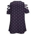 thumbnail image 5 of Navy And Pink Lobsters Pattern Womens Summer V Neck Zipper Top Short Sleeve T Shirt Off Shoulder Top Casual Classy Loose Shirts, 5 of 7
