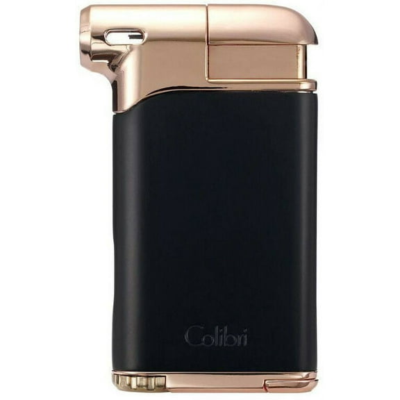 Black & Rose Gold Colibri Pacific Air Angled Soft Flame Pipe Lighter - 9109