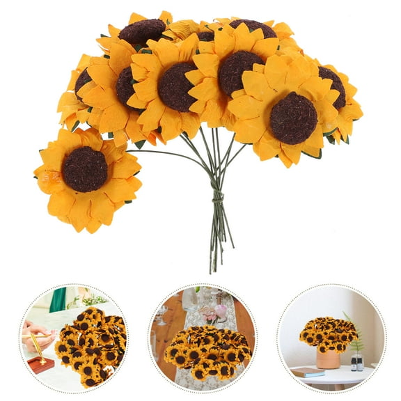 GETAJGHSD Flowers Fake Artificial Sunflower Orange Paper 100pcs