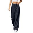 thumbnail image 5 of Womens Wide Leg Sweatpants Fall Y2K Low Rise Drawstring Baggy Sweatpants Athletic Joggers for Running,Yoga,Lounge Pants Navy 2XL, 5 of 6