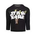 thumbnail image 4 of Camiseta STAR WARS para niños pequeños, manga larga, 3T, paquete de 2 unidades, negro/gris, 4 of 9