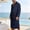 #39-Navy, variant on Men Contrast Collar Striped Bathrobe Long Sleeve Belt Waist Pocket Soft Warm Breathable Luxury Hotel Spa Home Shower Lounge Bath Robe Gifts for Father