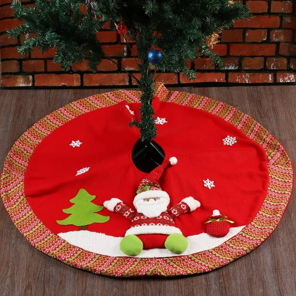 ShenMo Christmas Tree Skirt Base Verture Apron Wrap - Santa and Snowman Decoration (B)