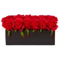 thumbnail image 4 of Docena De Rosas De Seda Casi Naturales En Macetero Rectangular De Cerámica, 4 of 5